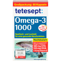 Produktbild Tetesept Omega-3 1000 Kapseln 80St