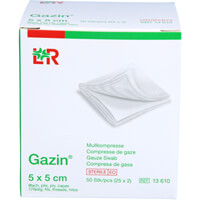 Produktfoto Gazin Mullkomp.5x5 cm steril 8fach 25X2St