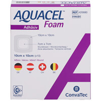 Produktfoto Aquacel Foam adhsiv 10x10 cm Verband 10St