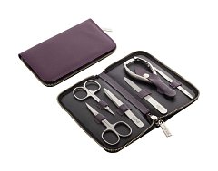 Artikelbild Reissverschluss-Etui 6teilig Nappaleder violett 